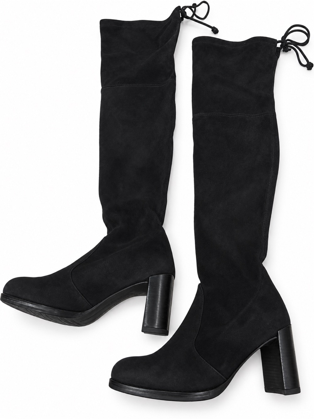 Stuart Weitzman Black Over-the-Knee Suede Block Heel Boots